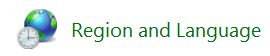 "Region and Language" in the Control Panel