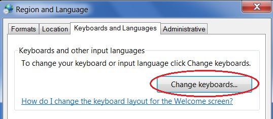 Click on the "Change Keyboards" button