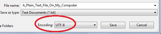 Be sure the encoding is UTF-8 when you save a text file in Notepad on Windows.